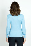 Metric Ribbed Crew Neck Sweater in sky Blue.  Narrow rib sweater with royal blue tipping at neck and hem.  Long sleeves. Slightly fitted._t_36302357889224
