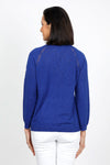 Metric Pointelle Crew Neck Sweater in Galaxy Blue a bright royal. Crew neck long sleeve sweater with raglan sleeves. Pointelle stitching at seams. Rib trim at neck, hem and cuff. Classic fit_t_35103948767432