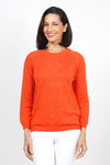 Metric Pointelle Crew Neck Sweater in Orange. Crew neck long sleeve sweater with raglan sleeves. Pointelle stitching at seams. Rib trim at neck, hem and cuff. Classic fit._t_35103948898504