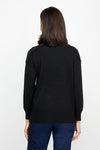 Metric Side Seam Sweater in Black.  Square neck long sleeve sweater with dropped shoulder.  Raised seam detail at shoulders.  Off center raised seams in front and back.  Deep rib at hem and cuff. Side slits.  Relaxed fit._t_61376537690478
