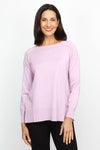 Metric Side Seam Sweater in Lilac.  Square neck long sleeve sweater with dropped shoulder.  Raised seam detail at shoulders.  Off center raised seams in front and back.  Deep rib at hem and cuff. Side slits.  Relaxed fit._t_61376537788782