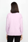 Metric Side Seam Sweater in Lilac.  Square neck long sleeve sweater with dropped shoulder.  Raised seam detail at shoulders.  Off center raised seams in front and back.  Deep rib at hem and cuff. Side slits.  Relaxed fit._t_61376537821550