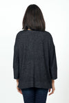 Habitat Soft Fleece Boxy Crew in Black. Flecked heathered soft knit. Crew neck with center seam in front and back. Long loose sleeve. Rib trim at neck, cuff and hem._t_34622322966728