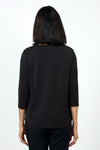 Lolo Luxe Palermo Top in Black.  Crew neck 3/4 sleeve top with curved hem.  Relaxed fit_t_34615551197384