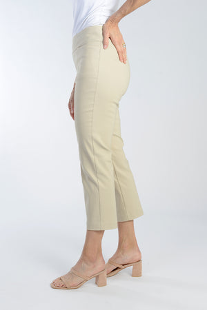 The Holland Ave Millennium Crop with Pocket in Stone. Techno stretch pull on pant with 2 front slash pockets. 2 1/2" waistband. Slim through leg. 26" inseam._34960222027976