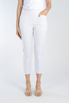 The Holland Ave Millennium Crop with Pocket in White. Techno stretch pull on pant with 2 front slash pockets. 2 1/2" waistband. Slim through leg. 26" inseam._t_34960222060744