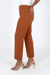 Lolo Luxe Palermo Slim Pant in Paparika. Pull on pant with elasticized hidden waist. Faux zipper placket. Snug through middle and slim through leg. 28" inseam._t_34615745577160
