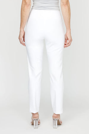 Holland Ave Ponte Ankle Pant with Pocket in White.  Pull on pant with 2 1/2" contoured waistband.  2 front slash pockets. Slim leg.  28" inseam._61295251980654