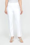 Holland Ave Ponte Boot Cut Pant in White.  2 1/2" waistband pull on pant.  Slim through thigh; flares to hem.  29" inseam._t_61430222848366