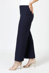 Holland Ave Lizzie Patch Pocket Wide Leg Pant in Navy.  Pull on pant with faux zipper placket and button.  2 front patch pockets.  2 rear patch pockets.  Snug through stomach, relaxed through hip and leg.  10" leg opening.  28" inseam._t_60029446259054