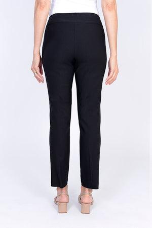 Holland Ave Millennium Ankle Pant in Black. Pull on pant with 2 1/2" curved waistband. Tight through hip and thigh, straight through leg. 28" inseam._34231039656136