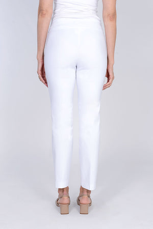 Holland Ave Millennium Ankle Pant in White. Pull on pant with 2 1/2" curved waistband. Tight through hip and thigh, straight through leg. 28" inseam._34231039590600
