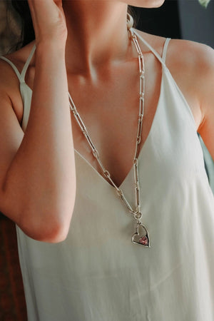Crystal Heart Long Necklace_34856540635336