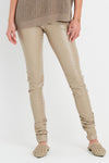 Planet Vegan Leather Sexy Legging in Fawn/Fawn.  Elastic waist pull on legging.  Front is vegan leather, back half is jersey.  Ruching at bottom._t_61188977951086