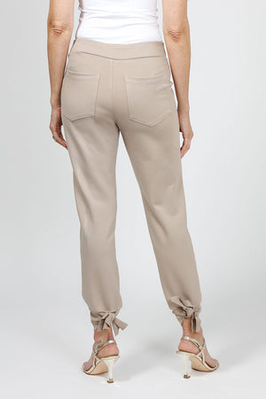 Planet Scuba Tied Up Pants in Fawn. Pull on pant with 2" waistband. Slim leg with tie detail at hem._34953281339592