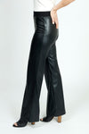 Planet Vegan Leather Bell Bottomin Black.  Knit waistband pull on pant with flared hem.  31" inseam._t_36281891717320