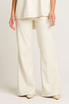 Planet Vegan Leather Bell Bottom in Stone.  Knit waistband pull on pant with flared hem.  31" inseam._t_61256474886510