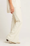Planet Vegan Leather Bell Bottom in Stone.  Knit waistband pull on pant with flared hem.  31" inseam._t_61256474919278