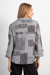 Habitat Organic Swing Shirt in Black & White. Geometric patchwork print. Pointed collar with open neckline. Single novelty button and hidden button placket. Bracelet sleeve with button detail. Curved hem. Relaxed fit._t_34654933549256