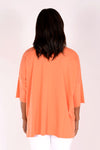 Planet ORB T in Creamsicle with a large Watermelon screen print circle in front. Crew neck with drop shoulder and 3/4 length sleeve. High low hem. Oversized fit._t_34239543214280