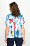 Top Ligne Rectangles Texture Tee in Multi.  Scoop neck dolman short sleeve top with sequin cuff.  Sequin trim at front hem.  High low hem.  Relaxed fit._t_60996559733102