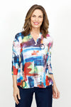 Top Ligne Abstract Shapes Mandarin Collar Top_t_61430991913326