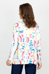 Top Ligne Crescents 2 Pockets Terry Tunic in Multi.  Crew neck long sleeve terry top with 2 front patch pockets with sequin detail.  A line shape.  Relaxed fit._t_61395249365358