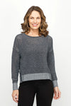 Planet Metallic Mini Seed Stitch Sweater in Black/Silver.  Metallic silver and black open weave knit. Crew neck long sleeve sweater with dropped shoulder.  Rib trim at neck, hem and cuff._t_60985315131758