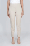 Holland Ave Sammy Denim Ankle Pant in Khaki. Pull on hidden waistband pant with faux zipper placket. Snug through hip and thigh falls straight to hem. 28" inseam._t_34827100586184
