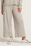 Planet Spa Gaucho in Titanium.  Elastic waist pull on wide leg cropped pant.  Single side cargo pocket. 24" inseam._t_61200928637294