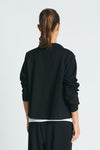 Planet Scuba Cropped Blazer in Black.  One button cropped oversized blazer with long sleeves.  Raw edges._t_61187475145070