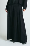 Planet Scuba Single Pleat Pants in Black.  Pull on pant with 1 1/4" waistband elastic in back.  Single inverted pleat on front left leg.  Wide leg.  Inseam: 30"_t_61187572531566