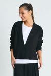 Planet Scuba Cropped Blazer in Black.  One button cropped oversized blazer with long sleeves.  Raw edges._t_61187475079534