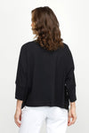 Planet French Terry Drop Pocket tee in Black.  Banded crew neck with dolman 3/4 sleeve with cuff.  Single front drop pocket hangs 3" below hem. One size fits many. Oversized fit._t_60980315455854