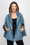 Planet Nylon Chic Cape in Vapor, a slate blue. Cocoon shaped double faced nylon jacket with 2 openings for arms. Cross between cape and a poncho._t_60881096704366