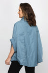 Planet Nylon Chic Cape in Vapor, a slate blue. Cocoon shaped double faced nylon jacket with 2 openings for arms. Cross between cape and a poncho._t_60881096671598
