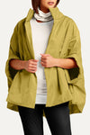 Planet Nylon Chic Cape in Chartreuse. Cocoon shaped double faced nylon jacket with 2 openings for arms. Cross between cape and a poncho._t_61184992739694