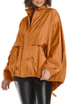 Planet Chic Bomber in Chestnut.  Convertible collar zip front jacket with covered placket.  Horizontal pleat detail at waist.  2 front angled flap pocket. _t_61188016439662