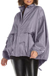Planet Chic Bomber in Lava.  Convertible collar zip front jacket with covered placket.  Horizontal pleat detail at waist.  2 front angled flap pocket. _t_61188016505198