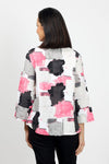 LIV by Habitat Crinkle Snap Shacket in Sane.Pink, black gray and white abstract splash print. Convertible collar snap front hybrid blouse/jacket with hidden snap placket. 3/4 sleeve with split cuff. 2 front welt pockets. High low hem. Relaxed fit._t_35028832911560