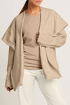 Planet Chicest Windbreaker in Fawn.  Open front french terry jacket with oversized front collar and hood.  Long roll back sleeves.  Front angled flap pockets.  Back center drawstring at hem.  Oversized fit.  One size fits many._t_61184958562670