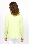 Elliott Lauren Double Layer Sweater in Key Lime. Tee shirt/knit combo. Crew neck sweater with white trim at neck and armhole seams. Long sleeves and side slits. White cotton tee underlayer. Unlined sleeves. Relaxed fit._t_35067862024392