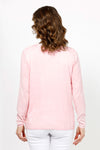 Elliott Lauren Double Layer Sweater in light Pink. Tee shirt/knit combo. Crew neck sweater with white trim at neck and armhole seams. Long sleeves and side slits. White cotton tee underlayer. Unlined sleeves. Relaxed fit._t_35067862253768