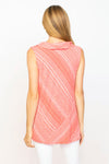Habitat Waves Pieced Sleeveless Cowl in Melon with White wavy stripes. Textured crew neck with draped cowl. Sleeveless. Angled pieced construction in front and back. A line shape. Relaxed fit._t_35353284116680