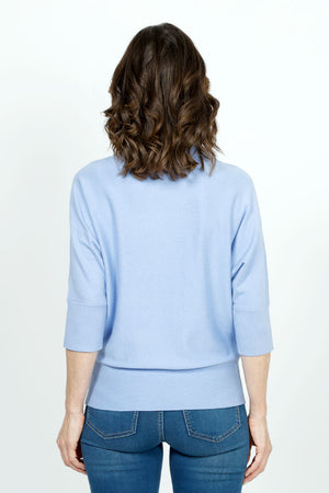 Elliott Lauren Modal Cowl in Iris.  Cowl neck sweater knit side to side.  Dolman elbow length sleee.  Rib trim at cowl and cuff.  Deep rib hem.  Relaxed fit._36098595094728
