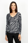 Elliott Lauren Zebra Crossing Sweater in Gray and Black.  Zebra print cotton/cashmere knit.  V neck, long sleeve sweater with rib trim at neck, hem and cuff.  Relaxed fit._t_61187089006958