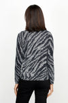 Elliott Lauren Zebra Crossing Sweater in Gray and Black.  Zebra print cotton/cashmere knit.  V neck, long sleeve sweater with rib trim at neck, hem and cuff.  Relaxed fit._t_61187089039726