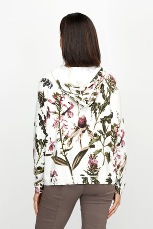 Elliott Lauren Wonderland Hoodie in Cream.  Screened floral and leaf print. Crew neck with attached drawstring hood.  Long sleeves.  Dropped shoulders.  Rib trim at cuff and hem with topstitch detail.  Relaxed fit._61317020418414