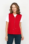 Elliott Lauren Modal Sleeveless Hoodie in Lipstick.  Zip front with attached drawstring hood with silver toggles.  Rib trim around armhole.  2 front pouch pockets.  Relaxed fit._t_61184183140718