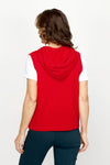 Elliott Lauren Modal Sleeveless Hoodie in Lipstick.  Zip front with attached drawstring hood with silver toggles.  Rib trim around armhole.  2 front pouch pockets.  Relaxed fit._t_61184183173486